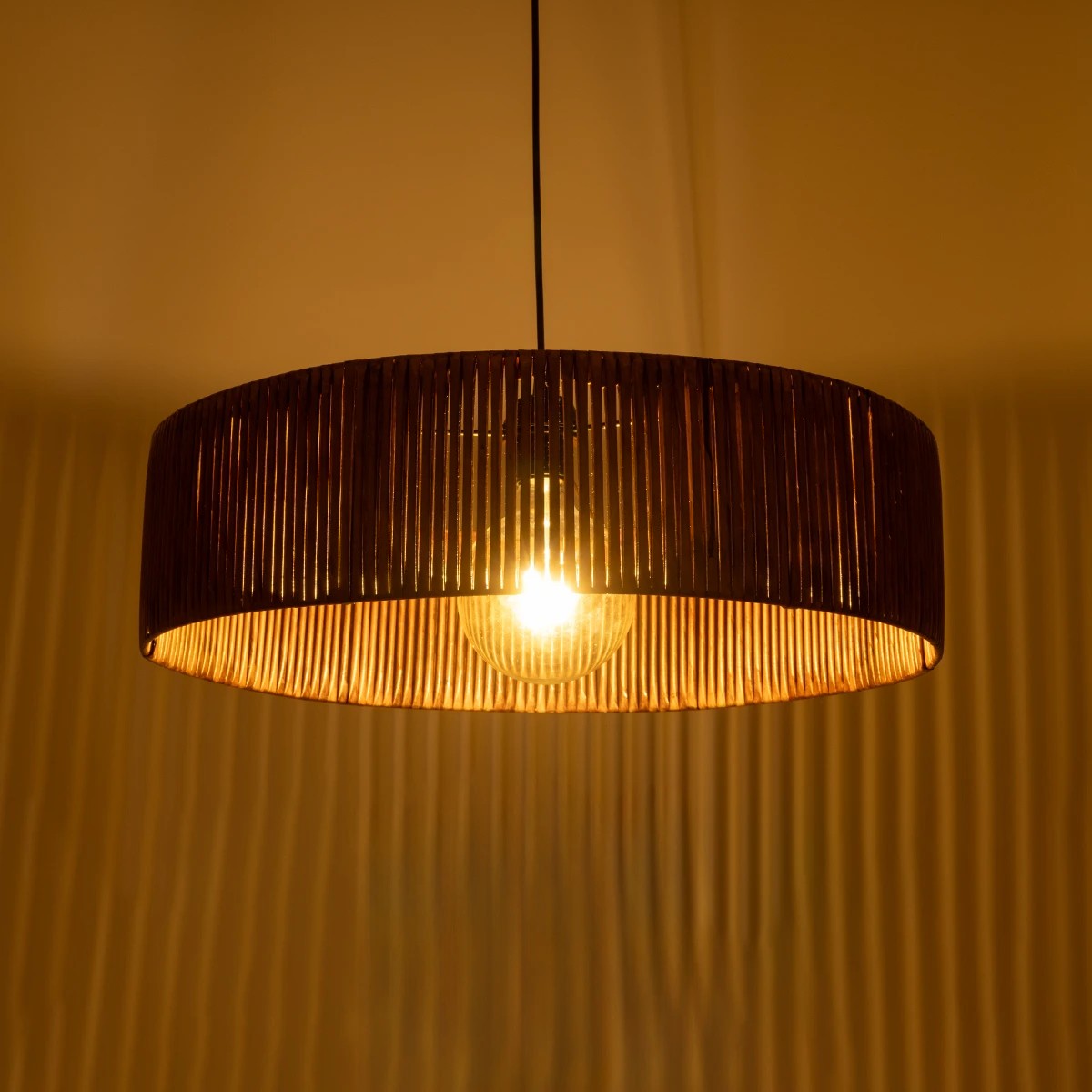 GLOBOSTAR® KYCLOS 203-0045 Boho Κρεμαστό Φωτιστικό Οροφής με Ντουί 1 x E27 AC 220-240V IP20 - Καφέ - M55 x Π55 x Υ20cm - Image 3