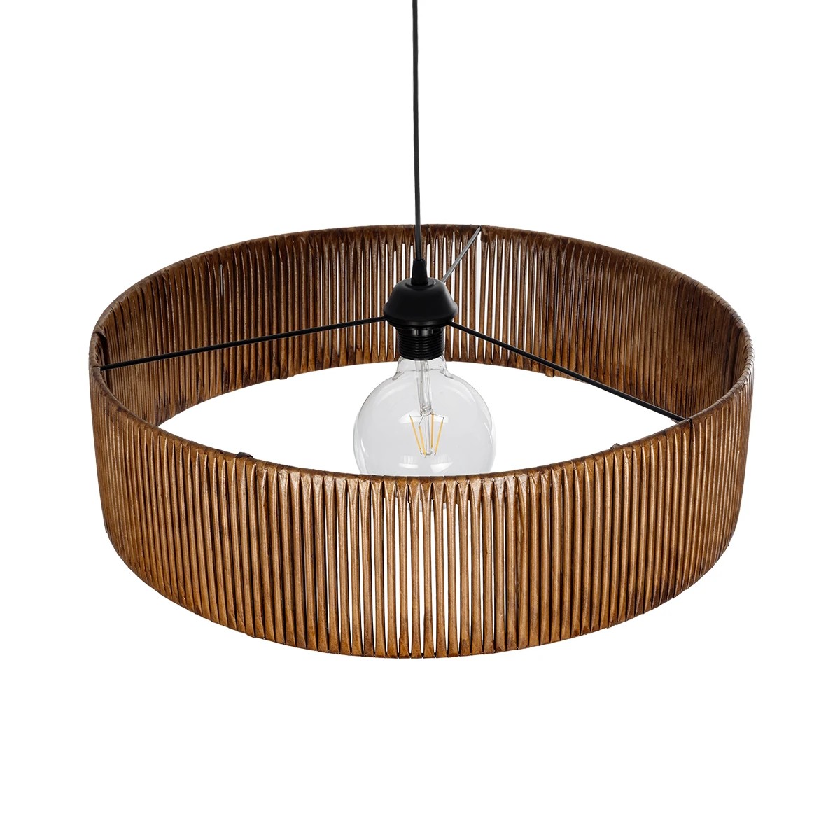 GLOBOSTAR® KYCLOS 203-0045 Boho Κρεμαστό Φωτιστικό Οροφής με Ντουί 1 x E27 AC 220-240V IP20 - Καφέ - M55 x Π55 x Υ20cm - Image 7