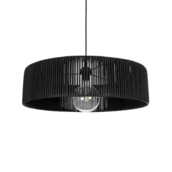 GLOBOSTAR® KYCLOS 203-0046 Boho Κρεμαστό Φωτιστικό Οροφής με Ντουί 1 x E27 AC 220-240V IP20 - Μαύρο - M55 x Π55 x Υ20cm