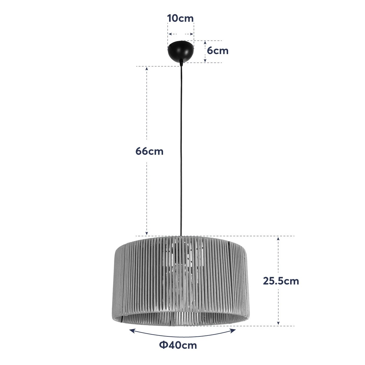 GLOBOSTAR® KYCLOS 203-0048 Boho Κρεμαστό Φωτιστικό Οροφής με Ντουί 1 x E27 AC 220-240V IP20 - Μαύρο - M40 x Π40 x Υ25.5cm - Image 11