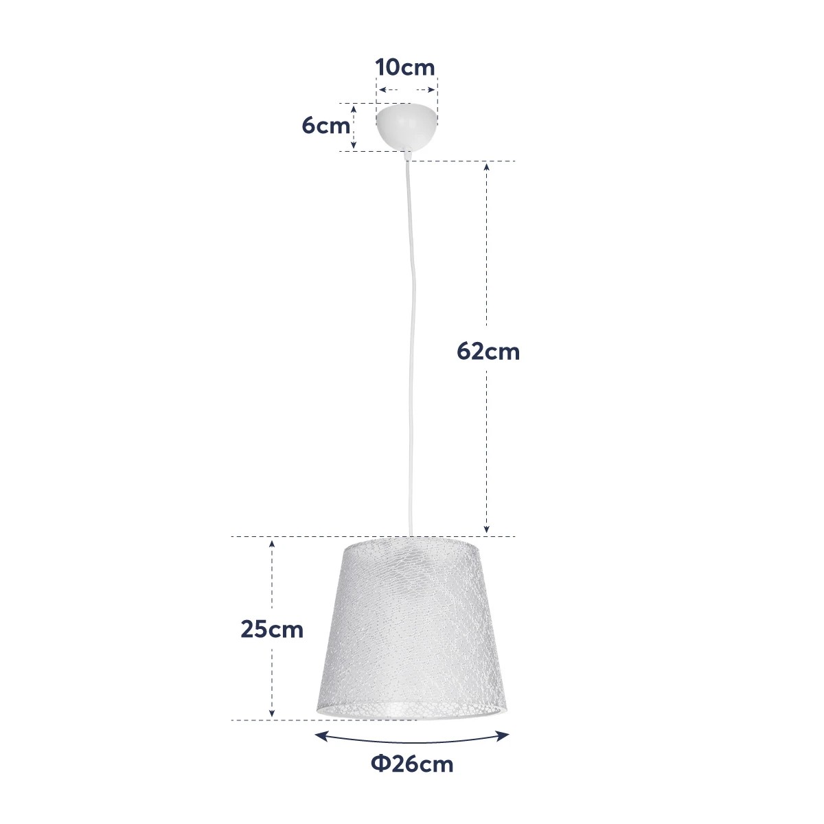GLOBOSTAR® CONEY 203-0069 Μοντέρνο Κρεμαστό Φωτιστικό Οροφής με Ντουί 1 x E27 AC 220-240V IP20 - Λευκό - Μ26 x Π26 x Υ25cm - Image 12