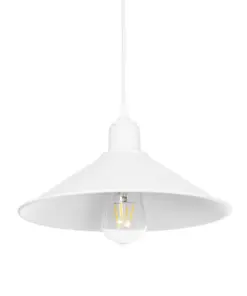 GLOBOSTAR® FERRO 203-0085 Μοντέρνο Κρεμαστό Φωτιστικό Οροφής με Ντουί 1 x E27 AC 220-240V IP20 - Λευκό - Μ30 x Π30 x Υ15cm