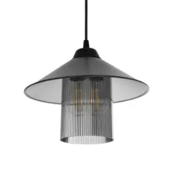 GLOBOSTAR® PROMO 203-0089 Μοντέρνο Κρεμαστό Φωτιστικό Οροφής με Ντουί 1 x E27 AC 220-240V IP20 - Μαύρο & Μαύρο Φιμέ - Μ25.5 x Π25.5 x Υ20cm