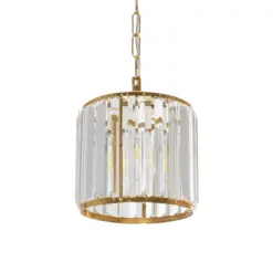 GLOBOSTAR® GLAMOROUS 203-0093 Κλασικό Κρεμαστό Φωτιστικό Οροφής με Ντουί 1 x E27 AC 220-240V IP20 - Χρυσό & Διάφανο - Μ19 x Π19 x Υ16.5cm