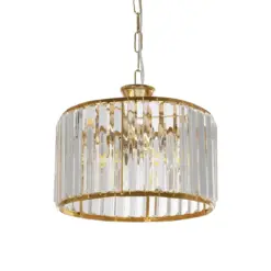 GLOBOSTAR® GLAMOROUS 203-0094 Κλασικό Κρεμαστό Φωτιστικό Οροφής με Ντουί 3 x E27 AC 220-240V IP20 - Χρυσό & Διάφανο - Μ28 x Π28 x Υ21.5cm