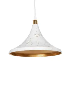 GLOBOSTAR® MARBLE 203-0098 Μοντέρνο Κρεμαστό Φωτιστικό Οροφής με Ντουί 1 x E27 AC 220-240V IP20 - Λεύκο & Χρυσό - Μ30 x Π30 x Υ20cm