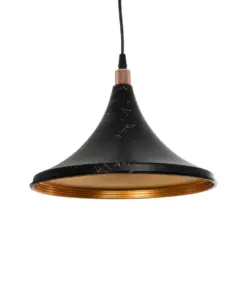 GLOBOSTAR® MARBLE 203-0099 Μοντέρνο Κρεμαστό Φωτιστικό Οροφής με Ντουί 1 x E27 AC 220-240V IP20 - Μαύρο & Χρυσό - Μ30 x Π30 x Υ20cm