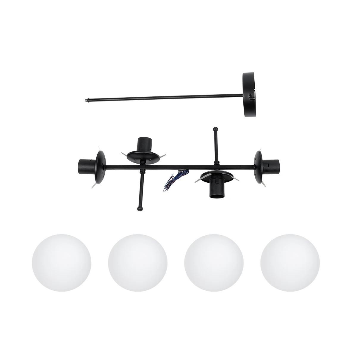 GLOBOSTAR® GLOBUS 203-0104 Μοντέρνο Φωτιστικό Οροφής με Ντουί 4 x E27 AC 220-240V IP20 - Λευκό & Μαύρο - Μ70 x Π34 x Υ15cm - Image 9