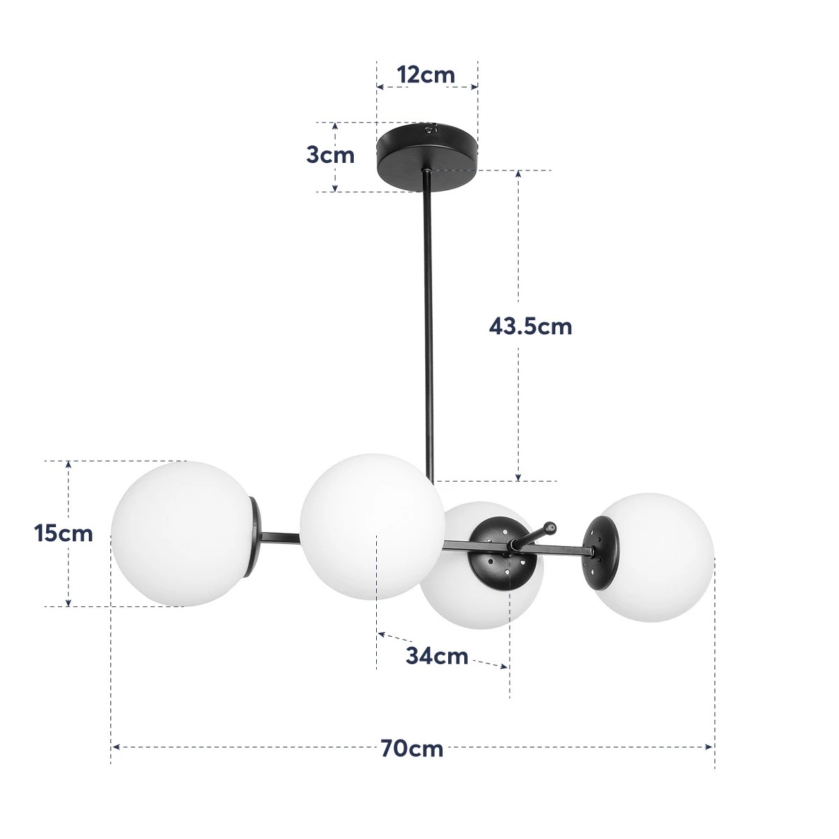 GLOBOSTAR® GLOBUS 203-0104 Μοντέρνο Φωτιστικό Οροφής με Ντουί 4 x E27 AC 220-240V IP20 - Λευκό & Μαύρο - Μ70 x Π34 x Υ15cm - Image 10