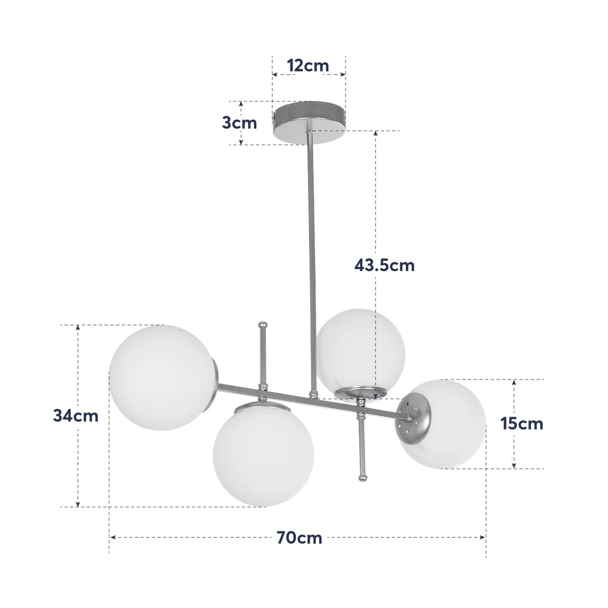 GLOBOSTAR® GLOBUS 203-0105 Μοντέρνο Φωτιστικό Οροφής με Ντουί 4 x E27 AC 220-240V IP20 - Λευκό & Χρυσό - Μ70 x Π15 x Υ34cm - Image 11
