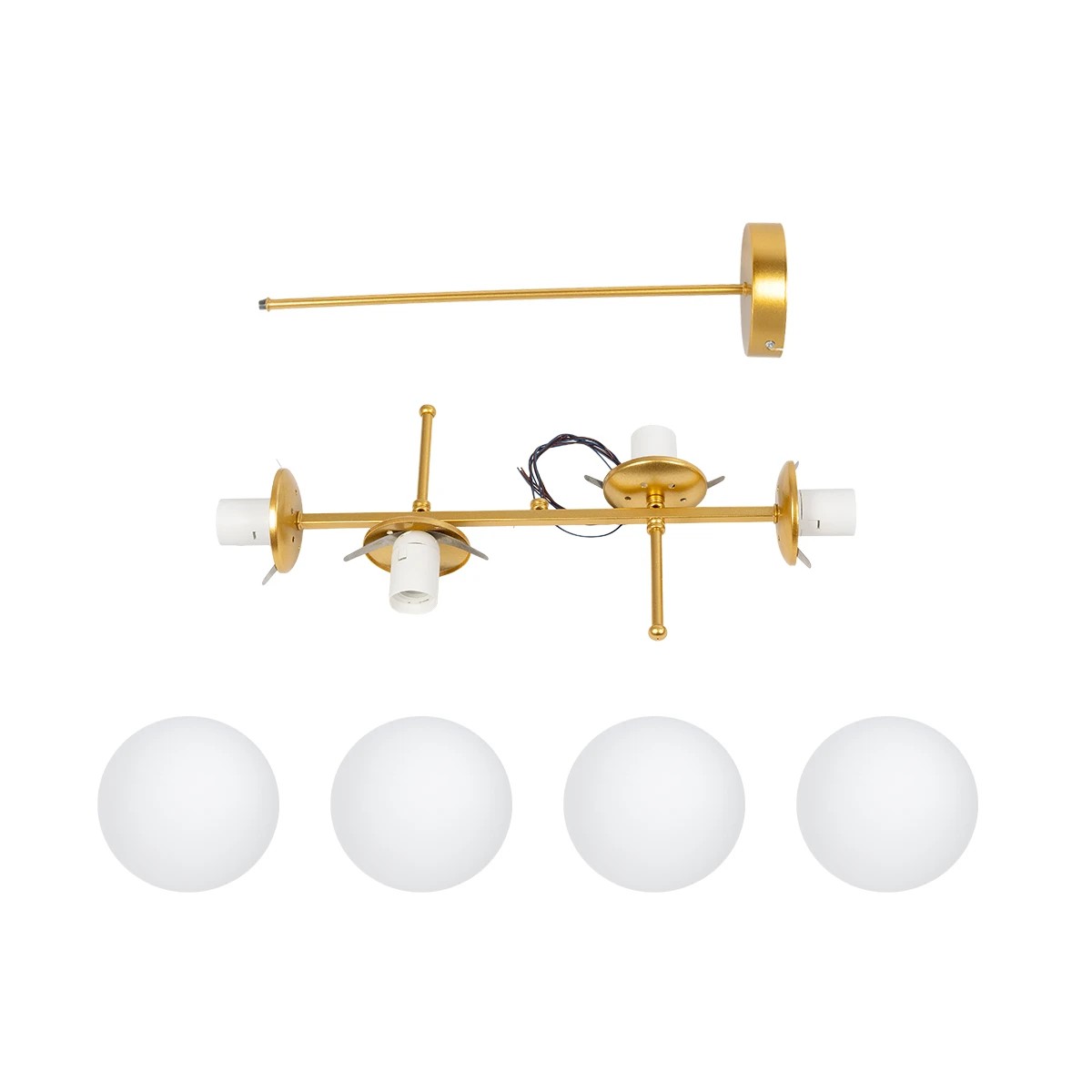 GLOBOSTAR® GLOBUS 203-0105 Μοντέρνο Φωτιστικό Οροφής με Ντουί 4 x E27 AC 220-240V IP20 - Λευκό & Χρυσό - Μ70 x Π15 x Υ34cm - Image 10