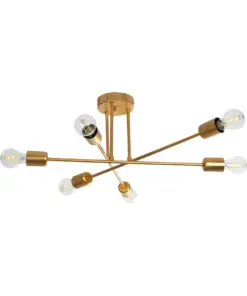 GLOBOSTAR® SPIDI 203-0114 Μοντέρνο Φωτιστικό Οροφής με Ντουί 6 x E27 AC 220-240V IP20 - Χρυσό - Μ61 x Π61 x Υ25cm