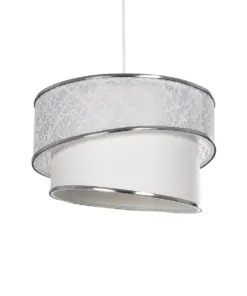 GLOBOSTAR® SONIA 203-0115 Μοντέρνο Κρεμαστό Φωτιστικό Οροφής με Ντουί 1 x E27 AC 220-240V IP20 - Λευκό & Ασημί - Μ30 x Π30 x Υ24cm