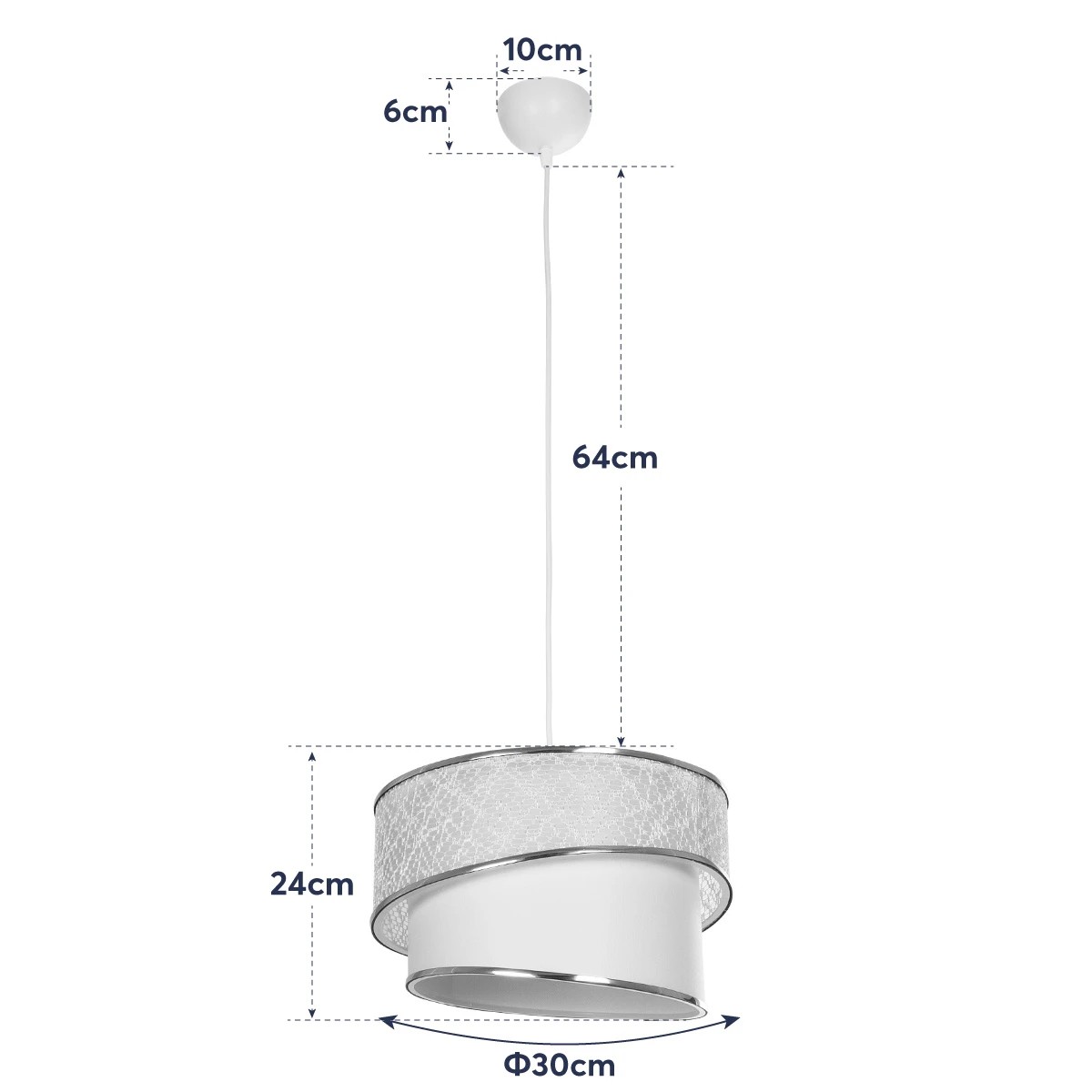 GLOBOSTAR® SONIA 203-0116 Μοντέρνο Κρεμαστό Φωτιστικό Οροφής με Ντουί 1 x E27 AC 220-240V IP20 - Γκρι & Λευκό - Μ30 x Π30 x Υ24cm - Image 11