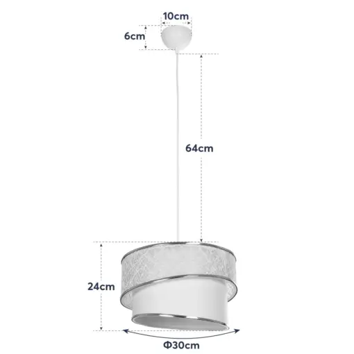 GLOBOSTAR® SONIA 203-0117 Μοντέρνο Κρεμαστό Φωτιστικό Οροφής με Ντουί 1 x E27 AC 220-240V IP20 - Λευκό & Χρυσό - Μ30 x Π30 x Υ24cm - Image 11