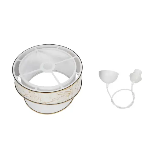 GLOBOSTAR® SONIA 203-0117 Μοντέρνο Κρεμαστό Φωτιστικό Οροφής με Ντουί 1 x E27 AC 220-240V IP20 - Λευκό & Χρυσό - Μ30 x Π30 x Υ24cm - Image 10