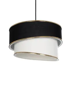 GLOBOSTAR® SONIA 203-0120 Μοντέρνο Κρεμαστό Φωτιστικό Οροφής με Ντουί 1 x E27 AC 220-240V IP20 - Μαύρο & Λευκό - Μ30 x Π30 x Υ24cm