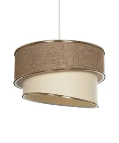 GLOBOSTAR® SONIA 203-0121 Μοντέρνο Κρεμαστό Φωτιστικό Οροφής με Ντουί 1 x E27 AC 220-240V IP20 - Μπεζ & Χρυσό - Μ30 x Π30 x Υ24cm
