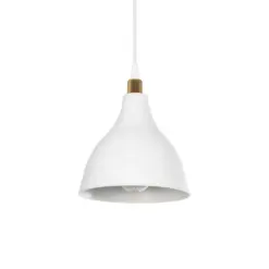 GLOBOSTAR® RADE 203-0125 Μοντέρνο Κρεμαστό Φωτιστικό Οροφής με Ντουί 1 x E27 AC 220-240V IP20 - Λευκό & Χρυσό - Μ18.5 x Π18.5 x Υ23cm