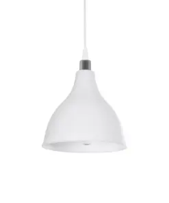 GLOBOSTAR® RADE 203-0126 Μοντέρνο Κρεμαστό Φωτιστικό Οροφής με Ντουί 1 x E27 AC 220-240V IP20 - Λευκό & Ασημί - Μ18.5 x Π18.5 x Υ23cm