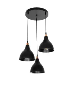 GLOBOSTAR® RADE 203-0127 Μοντέρνο Κρεμαστό Φωτιστικό Οροφής με Ντουί 3 x E27 AC 220-240V IP20 - Μαύρο & Χάλκινο - Μ40 x Π40 x Υ40cm