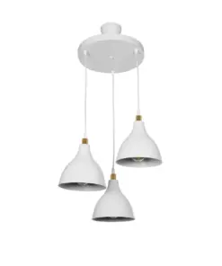 GLOBOSTAR® RADE 203-0128 Μοντέρνο Κρεμαστό Φωτιστικό Οροφής με Ντουί 3 x E27 AC 220-240V IP20 - Λευκό & Χρυσό - Μ40 x Π40 x Υ40cm