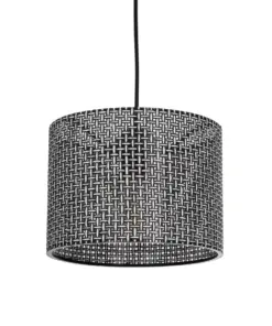 GLOBOSTAR® CLAIRIE 203-0133 Μοντέρνο Κρεμαστό Φωτιστικό Οροφής με Ντουί 1 x E27 AC 220-240V IP20 - Μαύρο & Λευκό - Μ22 x Π22 x Υ18cm