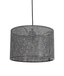 GLOBOSTAR® CLAIRIE 203-0136 Μοντέρνο Κρεμαστό Φωτιστικό Οροφής με Ντουί 1 x E27 AC 220-240V IP20 - Μαύρο & Λευκό - Μ30 x Π30 x Υ22cm