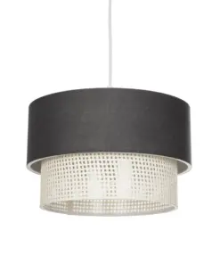 GLOBOSTAR® SISSIE 203-0140 Μοντέρνο Κρεμαστό Φωτιστικό Οροφής με Ντουί 1 x E27 AC 220-240V IP20 - Μαύρο & Μπεζ - Μ30 x Π30 x Υ23cm