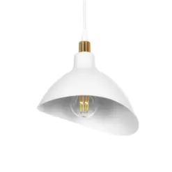 GLOBOSTAR® RIVE 203-0141 Μοντέρνο Κρεμαστό Φωτιστικό Οροφής με Ντουί 1 x E27 AC 220-240V IP20 - Λευκό & Χρυσό - Μ22 x Π20 x Υ22cm