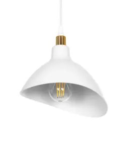 GLOBOSTAR® RIVE 203-0141 Μοντέρνο Κρεμαστό Φωτιστικό Οροφής με Ντουί 1 x E27 AC 220-240V IP20 - Λευκό & Χρυσό - Μ22 x Π20 x Υ22cm