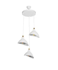 GLOBOSTAR® RIVE 203-0142 Μοντέρνο Κρεμαστό Φωτιστικό Οροφής με Ντουί 3 x E27 AC 220-240V IP20 - Λευκό & Χρυσό - Μ40 x Π40 x Υ65cm