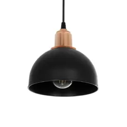 GLOBOSTAR® ΗUT 203-0145 Μοντέρνο Κρεμαστό Φωτιστικό Οροφής με Ντουί 1 x E27 AC 220-240V IP20 - Μάυρο & Χάλκινο - Μ18 x Π18 x Υ18cm