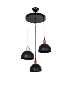 GLOBOSTAR® ΗUT 203-0146 Μοντέρνο Κρεμαστό Φωτιστικό Οροφής με Ντουί 3 x E27 AC 220-240V IP20 - Μάυρο & Χάλκινο - Μ40 x Π40 x Υ40cm