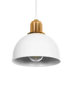 GLOBOSTAR® ΗUT 203-0147 Μοντέρνο Κρεμαστό Φωτιστικό Οροφής με Ντουί 1 x E27 AC 220-240V IP20 - Λευκό & Χρυσό - Μ18 x Π18 x Υ18cm