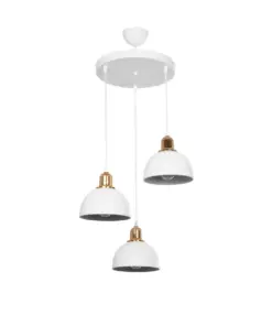 GLOBOSTAR® ΗUT 203-0148 Μοντέρνο Κρεμαστό Φωτιστικό Οροφής με Ντουί 3 x E27 AC 220-240V IP20 - Λευκό & Χρυσό - Μ40 x Π40 x Υ40cm