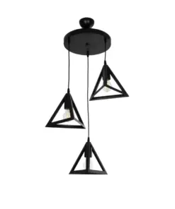 GLOBOSTAR® TRIANGLE 203-0160 Μοντέρνο Κρεμαστό Φωτιστικό Οροφής με Ντουί 3 x E27 AC 220-240V IP20 - Μάυρο - Μ67 x Π67 x Υ50cm
