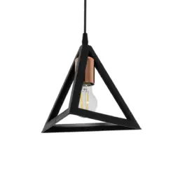 GLOBOSTAR® TRIANGLE 203-0161 Μοντέρνο Κρεμαστό Φωτιστικό Οροφής με Ντουί 1 x E27 AC 220-240V IP20 - Μάυρο & Χάλκινο - Μ24 x Π24 x Υ22cm
