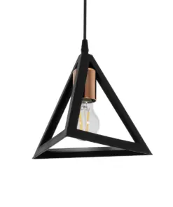 GLOBOSTAR® TRIANGLE 203-0161 Μοντέρνο Κρεμαστό Φωτιστικό Οροφής με Ντουί 1 x E27 AC 220-240V IP20 - Μάυρο & Χάλκινο - Μ24 x Π24 x Υ22cm