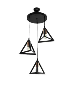 GLOBOSTAR® TRIANGLE 203-0162 Μοντέρνο Κρεμαστό Φωτιστικό Οροφής με Ντουί 3 x E27 AC 220-240V IP20 - Μάυρο & Χάλκινο - Μ67 x Π67 x Υ50cm