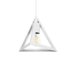 GLOBOSTAR® TRIANGLE 203-0163 Μοντέρνο Κρεμαστό Φωτιστικό Οροφής με Ντουί 1 x E27 AC 220-240V IP20 - Λευκό - Μ24 x Π24 x Υ22cm