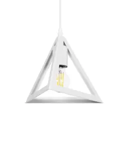 GLOBOSTAR® TRIANGLE 203-0163 Μοντέρνο Κρεμαστό Φωτιστικό Οροφής με Ντουί 1 x E27 AC 220-240V IP20 - Λευκό - Μ24 x Π24 x Υ22cm