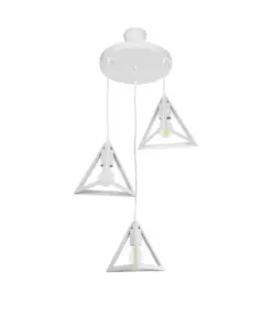 GLOBOSTAR® TRIANGLE 203-0164 Μοντέρνο Κρεμαστό Φωτιστικό Οροφής με Ντουί 3 x E27 AC 220-240V IP20 - Λευκό - Μ67 x Π67 x Υ50cm