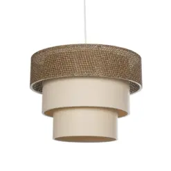 GLOBOSTAR® LEVEL 203-0172 Μοντέρνο Κρεμαστό Φωτιστικό Οροφής με Ντουί 1 x E27 AC 220-240V IP20 - Καφέ & Μπεζ - Μ38 x Π38 x Υ30cm