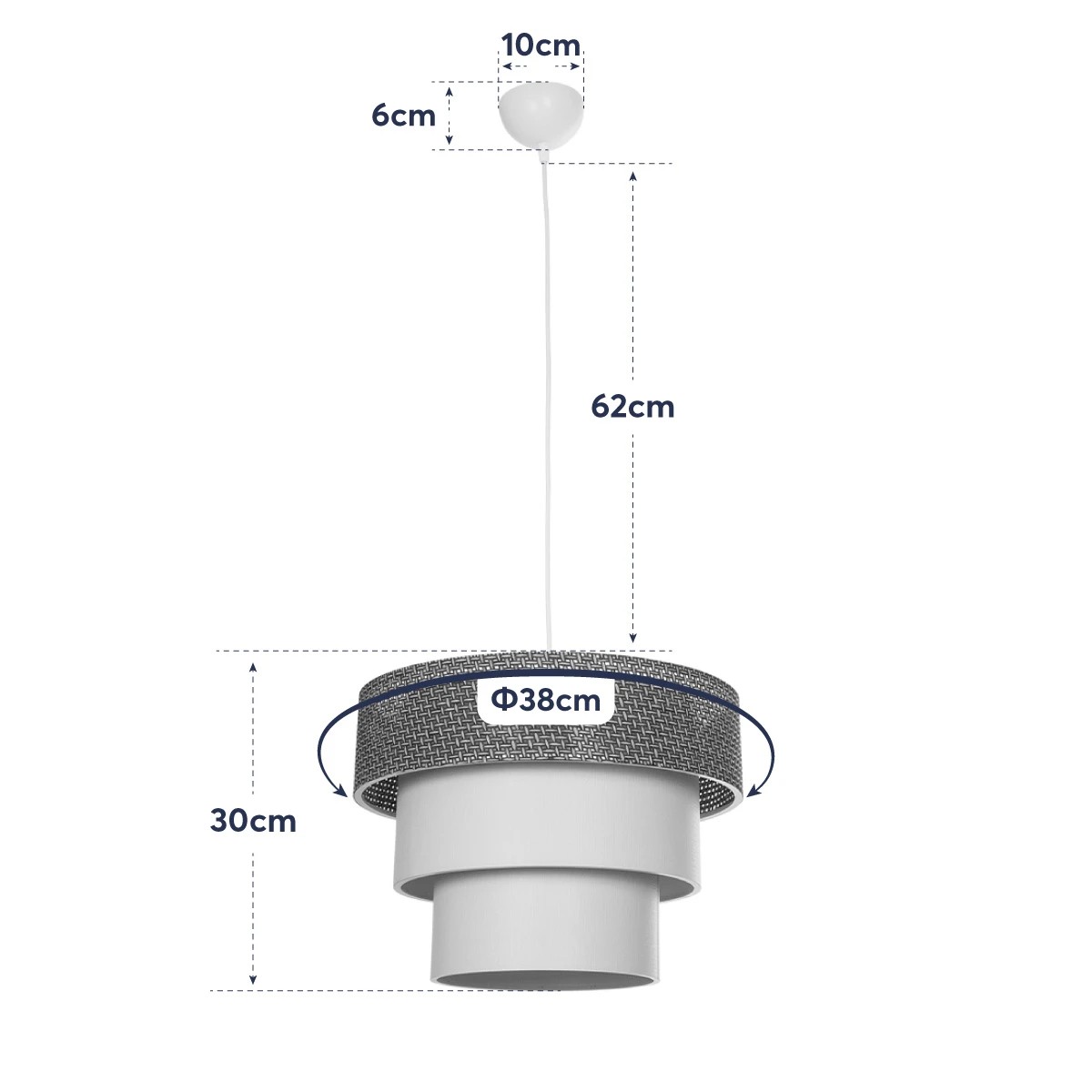 GLOBOSTAR® LEVEL 203-0172 Μοντέρνο Κρεμαστό Φωτιστικό Οροφής με Ντουί 1 x E27 AC 220-240V IP20 - Καφέ & Μπεζ - Μ38 x Π38 x Υ30cm - Image 11