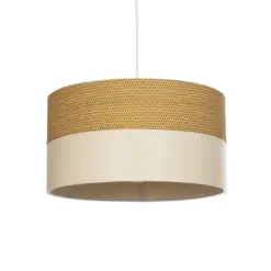GLOBOSTAR® LIVA 203-0173 Μοντέρνο Κρεμαστό Φωτιστικό Οροφής με Ντουί 1 x E27 AC 220-240V IP20 - Καφέ & Μπεζ - Μ38 x Π38 x Υ20cm