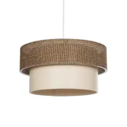 GLOBOSTAR® LIVA 203-0175 Μοντέρνο Κρεμαστό Φωτιστικό Οροφής με Ντουί 1 x E27 AC 220-240V IP20 - Καφέ & Μπεζ - Μ38 x Π38 x Υ30cm
