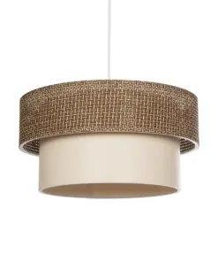 GLOBOSTAR® LIVA 203-0175 Μοντέρνο Κρεμαστό Φωτιστικό Οροφής με Ντουί 1 x E27 AC 220-240V IP20 - Καφέ & Μπεζ - Μ38 x Π38 x Υ30cm