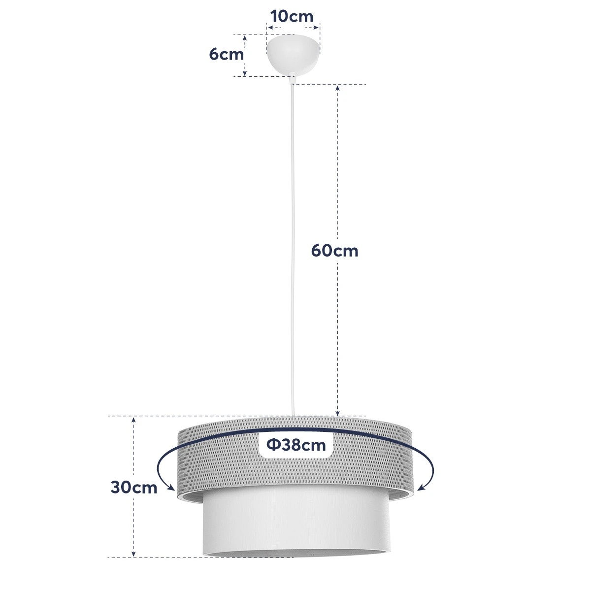 GLOBOSTAR® LIVA 203-0175 Μοντέρνο Κρεμαστό Φωτιστικό Οροφής με Ντουί 1 x E27 AC 220-240V IP20 - Καφέ & Μπεζ - Μ38 x Π38 x Υ30cm - Image 11