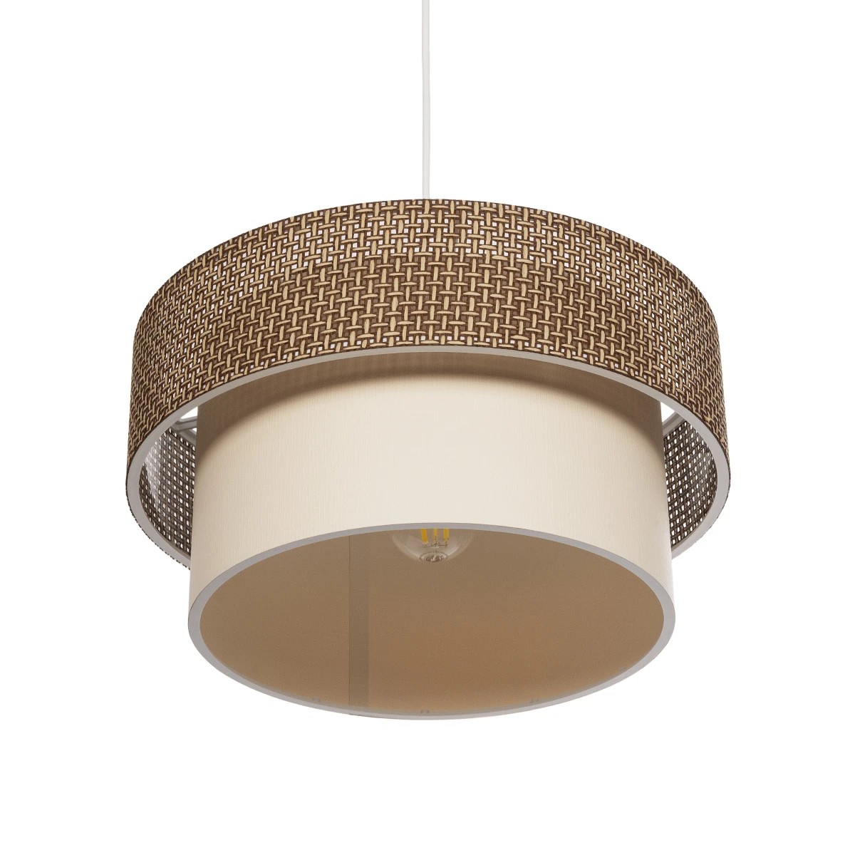 GLOBOSTAR® LIVA 203-0175 Μοντέρνο Κρεμαστό Φωτιστικό Οροφής με Ντουί 1 x E27 AC 220-240V IP20 - Καφέ & Μπεζ - Μ38 x Π38 x Υ30cm - Image 6